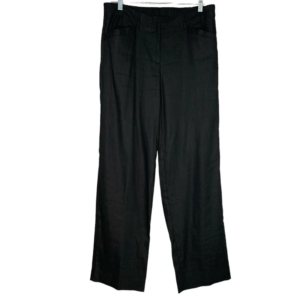 J. Jill Linen Stretch black trousers with‎ pockets. Size 8